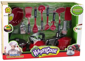 LEAN TOYS Sada kuchynských hrncov a doplnkov - červená