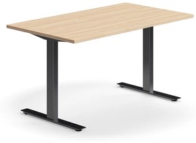 Kancelársky stôl QBUS, rovný, 1400x800 mm, T-rám, čierny rám, dub