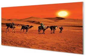 Nástenný panel  Ťavy ľudí púštne slnko neba 100x50 cm