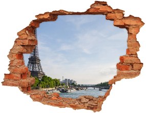 Diera 3D v stene nálepka Eiffelova veža v paríži nd-c-85055031