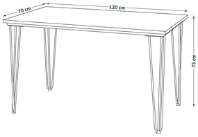 HAIRPIN svetlý betón, loftový stôl do kuchyne, jedálne a obývacej izby