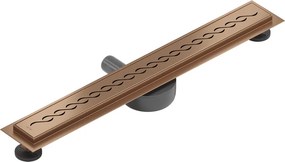 Mexen Flat 360°, lineárny podlahový žľab 50 cm, medená matná, 1C23050-40