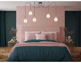 Luster na lanku MIROS 5xE27/60W/230V pavúk čierna/zlatá