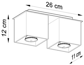 Stropné svietidlo Quad, 2x čierne kovové tienidlo