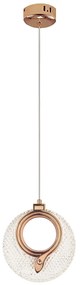 Toolight Toolight, LED krištáľové závesné svietidlo 18x17cm, 12W, 3000K, LHJ110-1CP, ružové zlato, OSW-60051