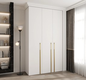 Šatníková skriňa 140 cm Carmela 40-3 (biela + zlatá). Akcia -21%. Vlastná spoľahlivá doprava až k Vám domov. 1126606