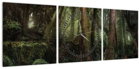 Obraz - Tajomný les (s hodinami) (90x30 cm)