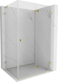 Mexen Lunar-F L, 1-krídlový sprchový kút so skladacími dverami, pravý, 90 x 80 cm, 8mm číre sklo, zlatý lesklý profil, 836L-090-080-50-00-P