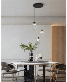 Závesný stropný luster CRYSTAL TRIO, čierny kov