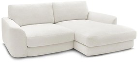 Biela rohová pohovka z textílie buklé (pravý roh/s leňoškou) Leonore – Bobochic Paris