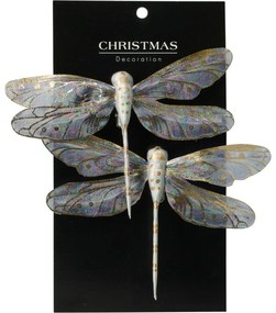 Súprava vianočných ozdôb Vážka fialová, 13,5 cm, 2 ks