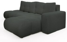 Rozkladacia rohová čalúnená sedacia súprava s úložným priestorom do tvaru L ALMADA pravá antracitová
