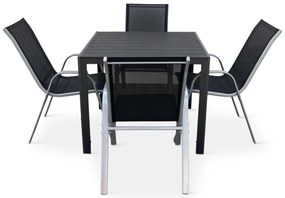 Záhradný jedálenský set Viking M + 4x kovová stolička Ramada sivá