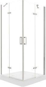 Novoterm Štvorcový sprchovací kút NV-Flow 90x90 chróm/transparent + vanička