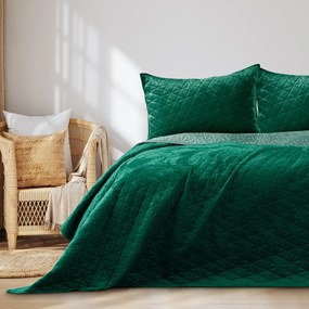 Zelený zamatový prešívaný pléd 240x260 cm Laila – Restilo
