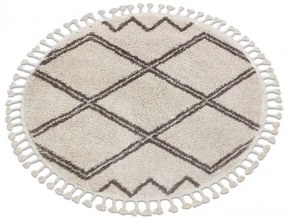 Dywany Łuszczów, Kusový koberec Berber Asila cream and brown kruh, 120x120 (priemer) kruh, hnedá, obývacia izba