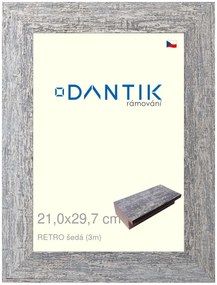 DANTIK rám na obraz 21x29,7 | RETRO šedá (Sklo Čiré)