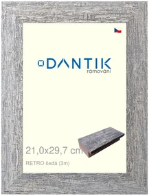 DANTIK rám na obraz 21x29,7 | RETRO šedá (Sklo Čiré)