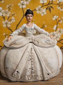 Béžová antik šperkovnica dáma v šatách - 20*16*21 cm