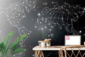 Samolepiaca tapeta mapa sveta tvorená sieťami