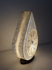 Stolná lampa MANDALA biela, ručne obojstranne  maľovaná, 38 cm