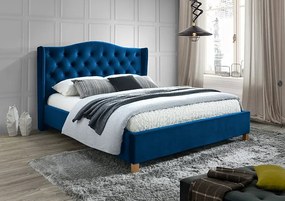 Modrá čalúnená posteľ ASPEN VELVET 160 x 200 cm Matrac: Matrac COCO MAXI 23 cm