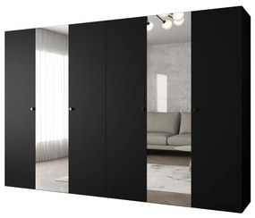 Šatníková skriňa 300 cm Parna 2 (čierna + čierna). Vlastná spoľahlivá doprava až k Vám domov. 1125959