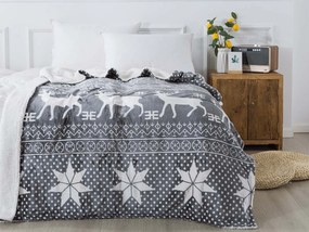 XPOSE® Mikroplyšová deka VIANOCE s baránkom - sivá 140x200 cm