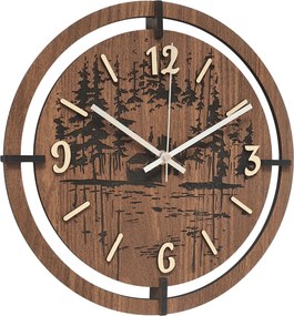Drevené hodiny na stenu les 30 až 50 cm | NILSE: HDF - Javor 30 cm 4804-115436 HDF0702-ruky-silver