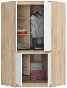 Rohová skriňa S100 4D CLP dub sonoma / biela