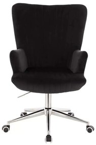 LuxuryForm DESIGN Kreslo AMADEO VELUR na striebornej podstave s kolieskami - čierne