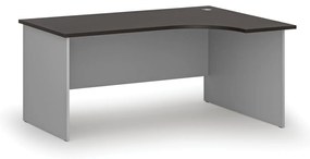 Rohový kancelársky písací stôl PRIMO GRAY, 160x120 cm, pravý, sivá/wenge