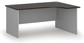 Rohový kancelársky písací stôl PRIMO GRAY, 160x120 cm, pravý, sivá/wenge