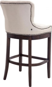 Barová stolička Buckingham - látka, drevené nohy tmavá antik - Krémová