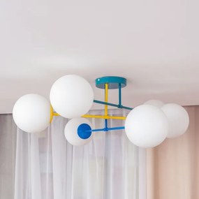 Prisadený luster MOON 6xE27/15W/230V tyrkysová/žltá/modrá