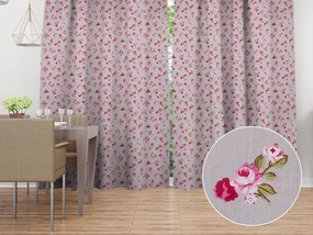 Biante Bavlnený záves Sandra SA-343 Ružové ružičky na sivom 130x220 cm