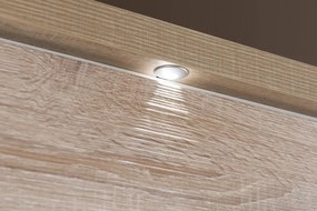 Vysoká vitrína Caracas typ 02, dub / biely lesk, s osvetlením