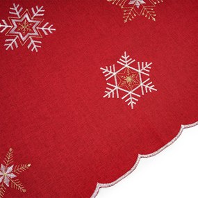 Forbyt Vianočný obrus Vločky červená, 120 x 140 cm
