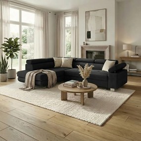 Rohová sedacia súprava s funkciou spania FREDO ľavá Čierna