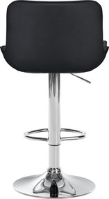 Barová stolička Vonore - koženka, chróm rám - Čierna