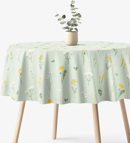Goldea okrúhly obrus 100% bavlnené plátno - lúka na zelenej režnej Ø 110 cm