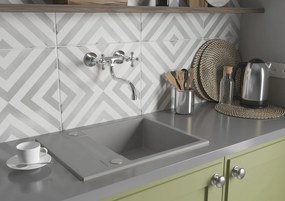 Kuchinox Rab, 1-komorový granitový drez 560x440x175 mm s odkvapkávačom, šedá matná, LAV-SBF_513Y