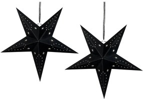 Sada 2 závesných zamatových hviezd s LED 60 cm čierna MOTTI Beliani