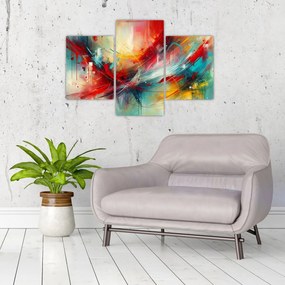 Obraz – Abstrakcia s červenou (90x60 cm)