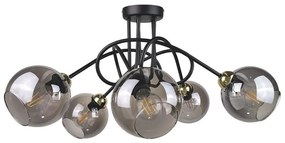 Keter Lighting Prisadený luster RIN 5xE27/60W/230V čierna/zlatá NA0240