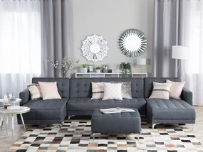 Rohová sedačka v tvare U ABERLADY (textil) (tmavosivá) (s taburetkou). Vlastná spoľahlivá doprava až k Vám domov. 1019381