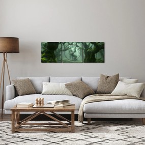 Obraz - Les prerastený machom (s hodinami) (90x30 cm)