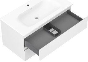 Mexen Orio, kúpeľňová skrinka 90 cm s umývadlom Vela, 2 zásuvky, biela matná, 91A10-09047-2-BFF01-W23M01