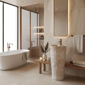 Rea Blanka Savana Matt, voľne stojace umývadlo 40x40x85 cm, imitácia kameňa, REA-U3615