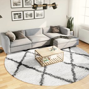 Chlpatý koberec vysoký vlas moderný krémovo-čierny Ø 280 cm 375381